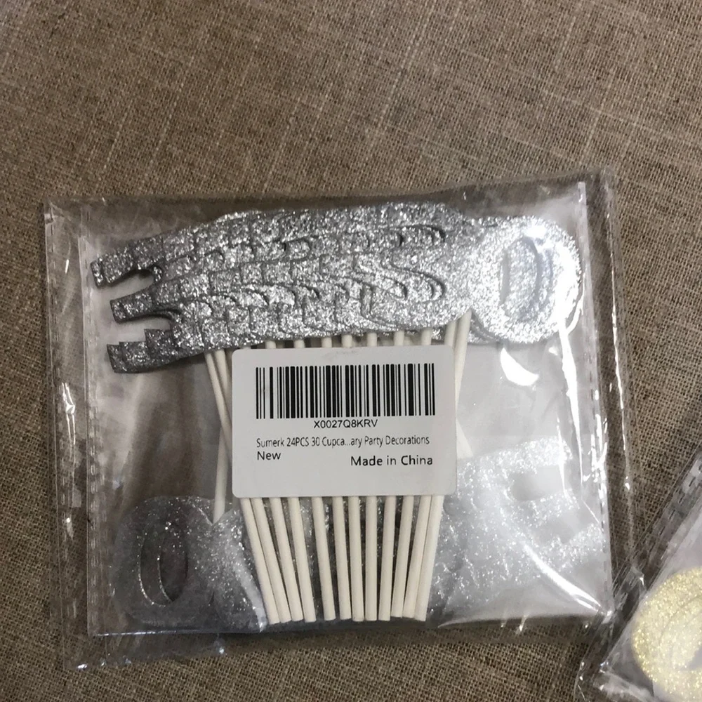 Gold and Silver “30” Cupcake Picks